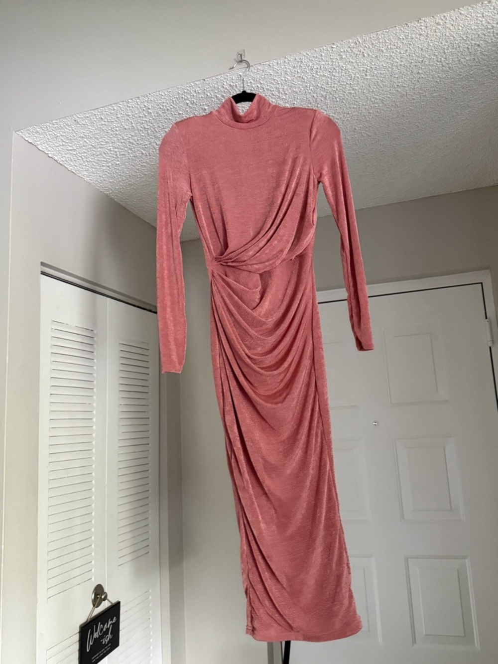 JLUXLABEL Dusty Rose Long Sleeve Draped Maxi Dress